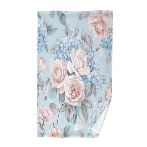 Wobogo Light Pink Rose Pattern Face Towel Soft Breathable Cotton Towel Set for Bathroom Kitchen Hotel Spa Gift Decor