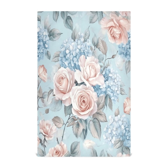 Wobogo Light Pink Rose Pattern Kitchen Towel 1 Piece Large Cotton Dishcloth Premium Absorbency Set with Hanging Loop