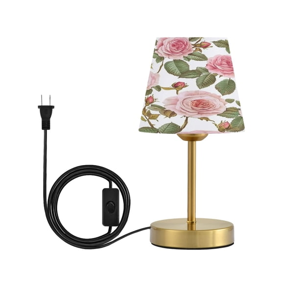 Wobogo Light Pink Rose Table Lamps Three-channel Adjustable Lighted Antique Brass Metal Base Simple Modern Style for Bedroom Nightstands Living Room and Office