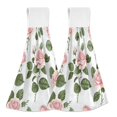 thumbnail image 1 of Wobogo Light Pink Roses Hand Towel Set of 2 Absorbent for Kitchen and Bathroom With Velcro Hanging Loop 18.2×14in, 1 of 7