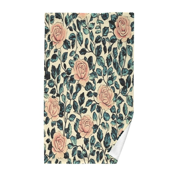Wobogo Light Pink Vintage Rose Face Towel Soft Breathable Cotton Towel Set for Bathroom Kitchen Hotel Spa Gift Decor