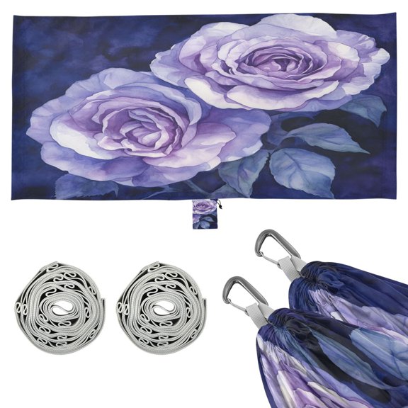 Wobogo Lilac Rose Camping Hammocks 330 lb Capacity with Tree Straps and Hanging Pockets for Outside Hiking Beach Backpack Travel