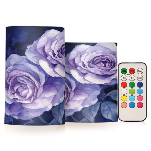 Wobogo Lilac Rose Combo Flameless Flickering Candle Light with Remote Control and Timer for Romantic Atmosphere