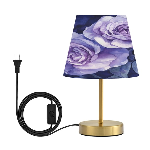 Wobogo Lilac Rose Table Lamps Three-channel Adjustable Lighted Antique Brass Metal Base Simple Modern Style for Bedroom Nightstands Living Room and Office
