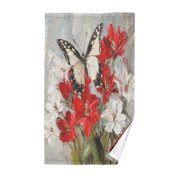 Wobogo Lily Butterfly Face Towel Soft Breathable Cotton Towel Set for Bathroom Kitchen Hotel Spa Gift Decor