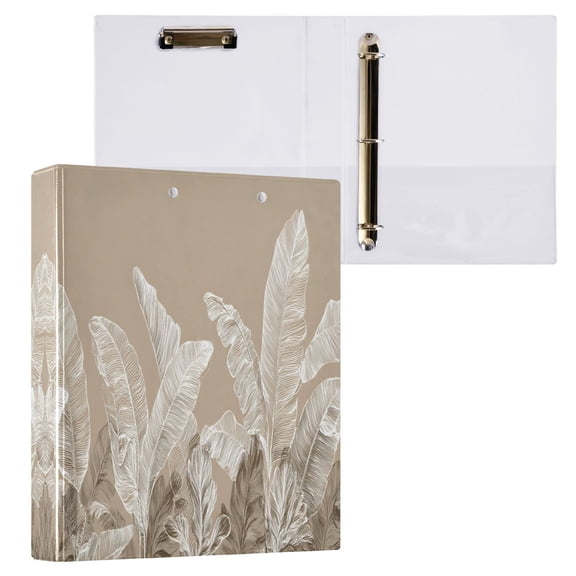Wobogo Linen Colored Tropical Plants File Folders Set of 1 Extra Large Capacity to Hold 200 Sheets of Documents Hard Shell Ring Binder for School Home Office