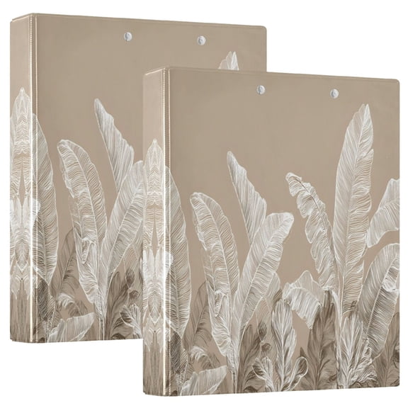 Wobogo Linen Colored Tropical Plants File Folders Set of 2 Extra Large Capacity to Hold 200 Sheets of Documents Hard Shell Ring Binder for School Home Office