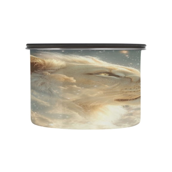 Wobogo Lion in The Clouds Pattern Food Storage Jars 304 Food Grade Stainless Steel Canisters With Vacuum Airtight Lids for Coffee Snacks Nuts Cereal 500ML