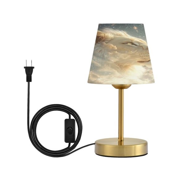 Wobogo Lion in The Clouds Pattern Table Lamps Three-channel Adjustable Lighted Antique Brass Metal Base Simple Modern Style for Bedroom Nightstands Living Room and Office