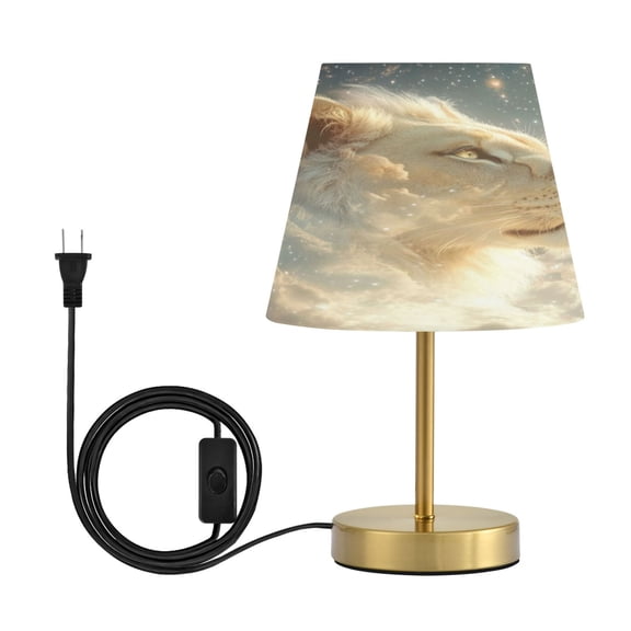 Wobogo Lion in The Clouds Pattern Table Lamps Three-channel Adjustable Lighted Antique Brass Metal Base Simple Modern Style for Bedroom Nightstands Living Room and Office