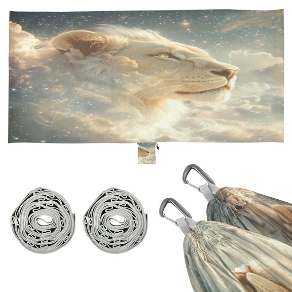 Wobogo Lion in The Clouds Pattern Camping Hammocks 330 lb Capacity with Tree Straps and Hanging Pockets for Outside Hiking Beach Backpack Travel