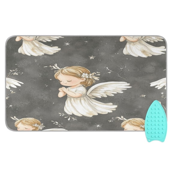 Wobogo Little Angels with White Wings Pattern Ironing Mat Blanket Quilted Washer Dryer Heat Resistant Pad Foldable for Easy Storage