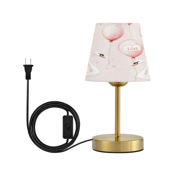 Wobogo Lovely Pink Swans Table Lamps Three-channel Adjustable Lighted Antique Brass Metal Base Simple Modern Style for Bedroom Nightstands Living Room and Office
