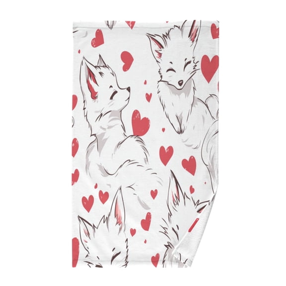 Wobogo Lovely White Fox Face Towel Soft Breathable Cotton Towel Set for Bathroom Kitchen Hotel Spa Gift Decor