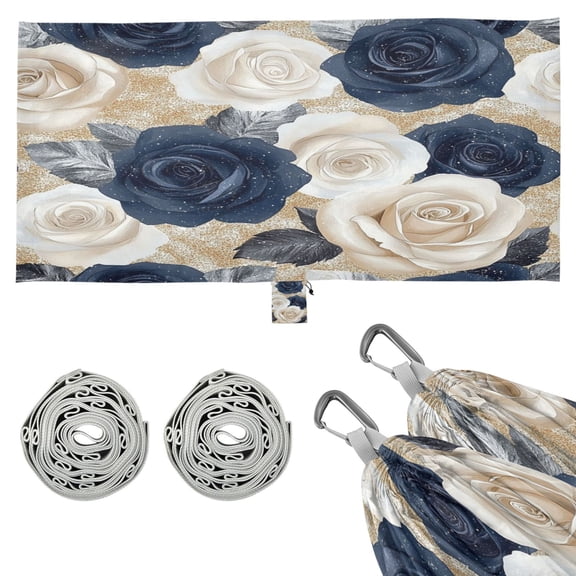 Wobogo Luxurious Floral Camping Hammocks 330 lb Capacity with Tree Straps and Hanging Pockets for Outside Hiking Beach Backpack Travel