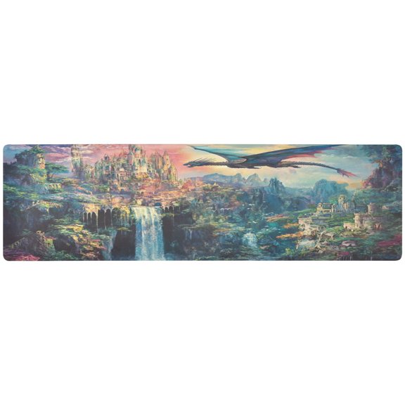 Wobogo Magic Dragon Castle Long Dining Table Decor Trivet Heat Resistant Silicone Mat for Coffee Maker Air Fryer Non Slip Desk Pad