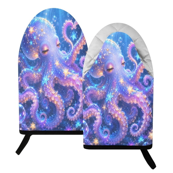 Wobogo Magical Octopus Heat Resistant Oven Mitts Quilted Cotton Kitchen Gloves with Hanging Loop for Cooking BBQ Microwave