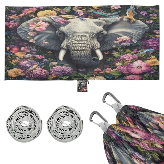 Wobogo Majestic Elephant Camping Hammocks 330 lb Capacity with Tree Straps and Hanging Pockets for Outside Hiking Beach Backpack Travel