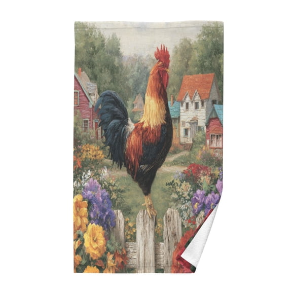 Wobogo Majestic Rooster Face Towel Soft Breathable Cotton Towel Set for Bathroom Kitchen Hotel Spa Gift Decor