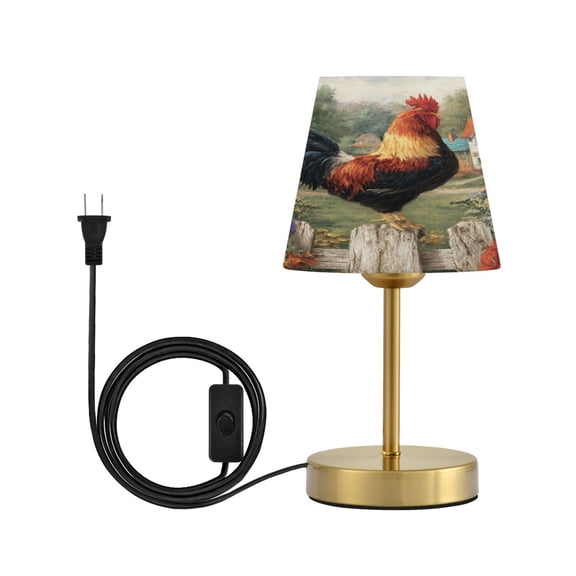 Wobogo Majestic Rooster Table Lamps Three-channel Adjustable Lighted Antique Brass Metal Base Simple Modern Style for Bedroom Nightstands Living Room and Office