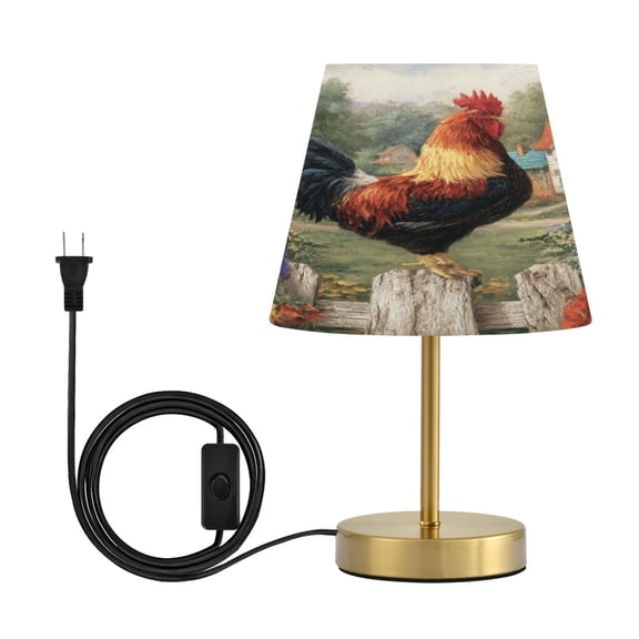 Wobogo Majestic Rooster Table Lamps Three-channel Adjustable Lighted Antique Brass Metal Base Simple Modern Style for Bedroom Nightstands Living Room and Office