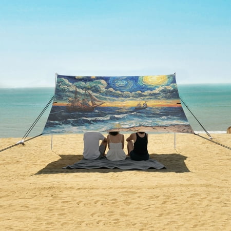 Wobogo Many Stars at Sea Beach Tent Camping Sun Shelter 110 x 125in UPF50+ Outdoor Shade for Trips Fishing Picnics