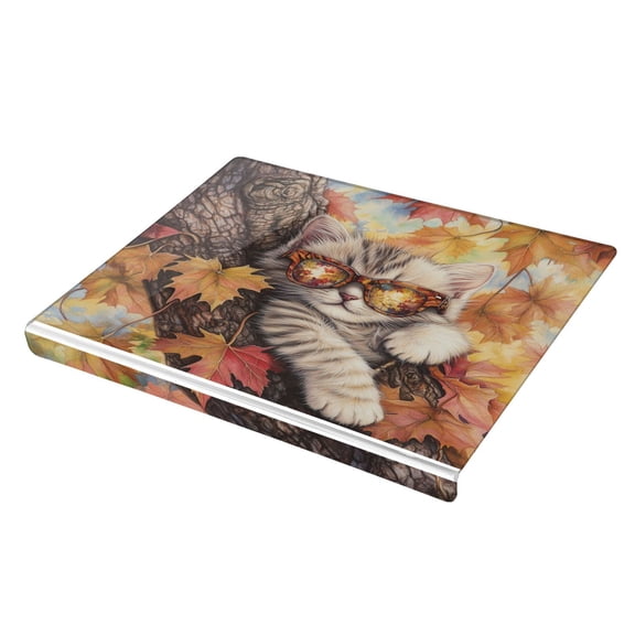 Wobogo Maple Leaf Cat Acrylic Cutting Board with Counter Lip 16.5"x13.4 Perfect for Bread Meat Veggies & More Great Kitchen Essential Gadgets & Decor