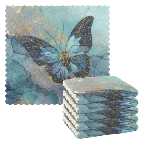 Wobogo Marble Butterfly Kitchen Towels 6pcs Ultra Soft Highly Absorbent Quick Drying Dish Cloths 11×11inch