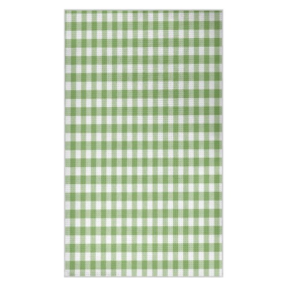 Wobogo Matcha Checkered Waffle Weave Kitchen Towels 1 Pack Absorbent Microfiber Dish Towels Quick Dry Cleaning Cloth