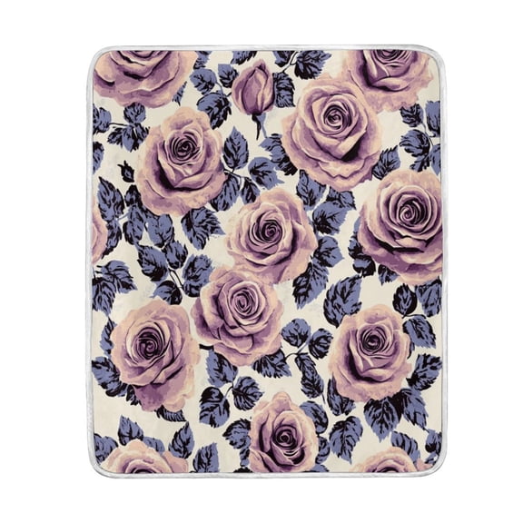 Wobogo Mauve Vintage Rose Flannel Fleece Bed Blanket as Bedspread Coverlet Sofa blankets (80x60in) Soft Lightweight Warm and Cozy