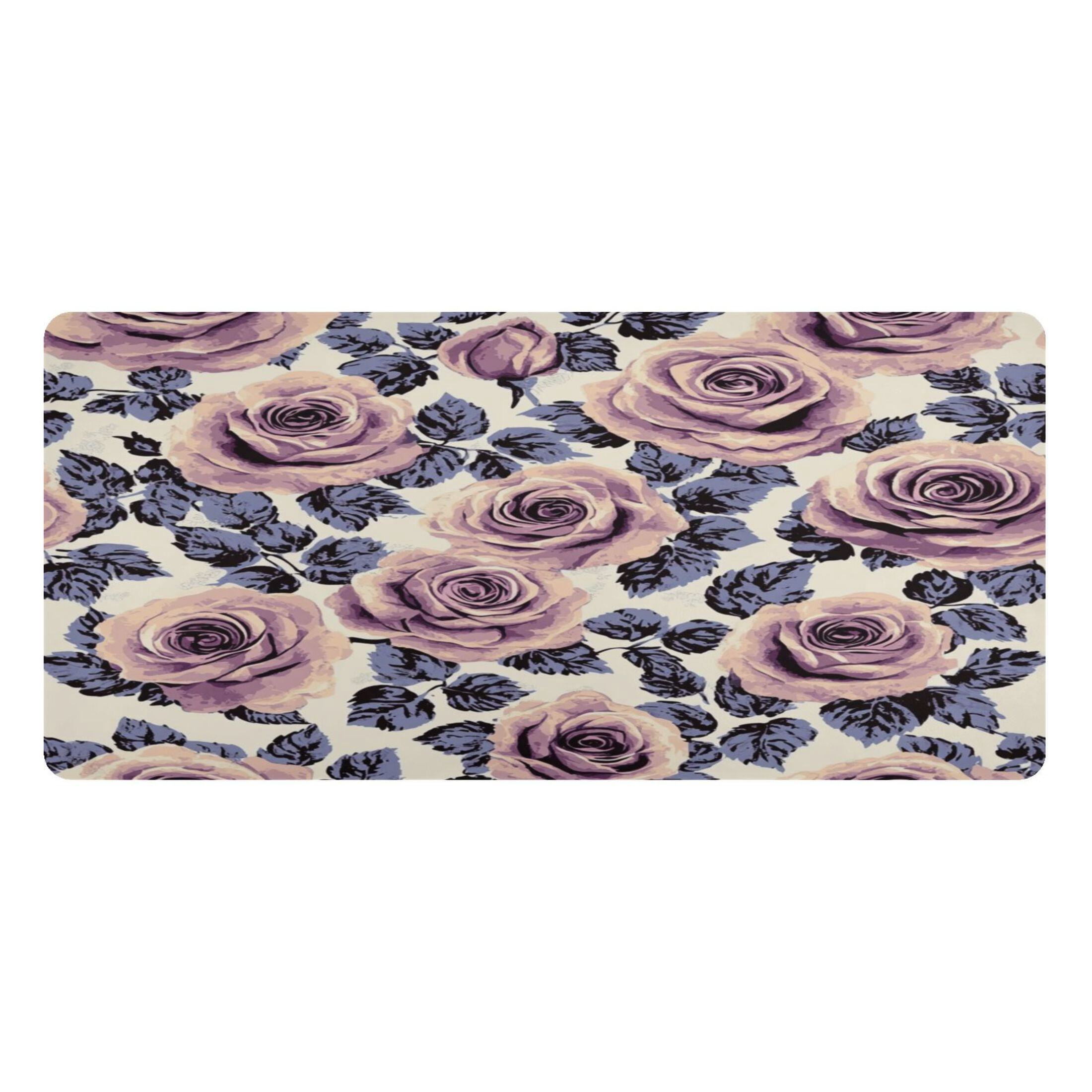 Wobogo Mauve Vintage Rose Gaming Mouse Pad Non-slip Leather Desk Mat Water Resist Keyboard Pad for Gamer Office 16.5×35.4in