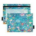 thumbnail image 1 of Wobogo Mermaid Jellyfish Colorful Patterns Pencil Pouch with 3 Ring Binder Holes Set of 2 for Learning Tools, 1 of 6
