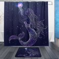 thumbnail image 1 of Wobogo Mermaid and Jellyfish Bathroom Shower Curtain Set with Floor Mat and Hooks Ultra Waterproof Visible Slider Beads, 1 of 7