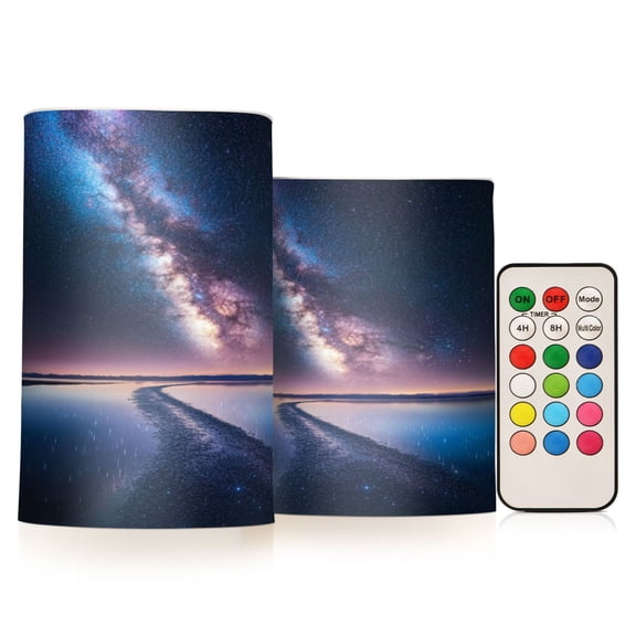 Wobogo Milky Way Galaxy Combo Flameless Flickering Candle Light with Remote Control and Timer for Romantic Atmosphere