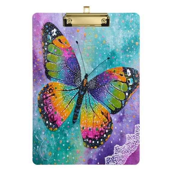 Wobogo Monarch Butterfly Acrylic Writing Pad Gold Clip Stardard Size A4 Office Decorative for Students Workers 12.5×9in