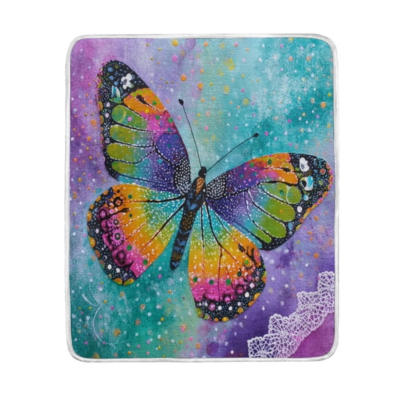 Wobogo Monarch Butterfly Flannel Fleece Bed Blanket as Bedspread Coverlet Sofa blankets (50x60in) Soft Lightweight Warm and Cozy
