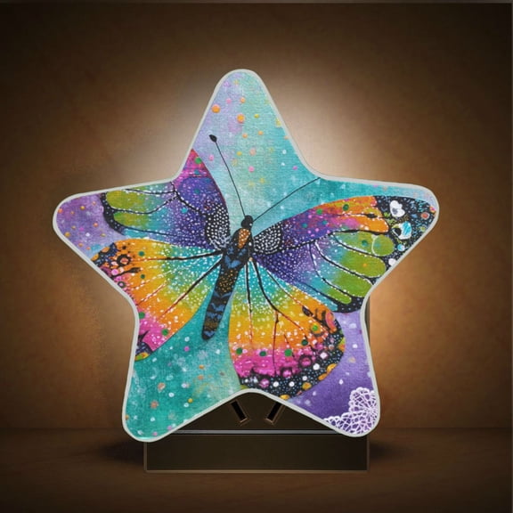 Wobogo Monarch Butterfly LED Star Night Light 0.2 Watt Wall Plug Dusk to Dawn Auto Switch Adjustable Brightness Soft White Light