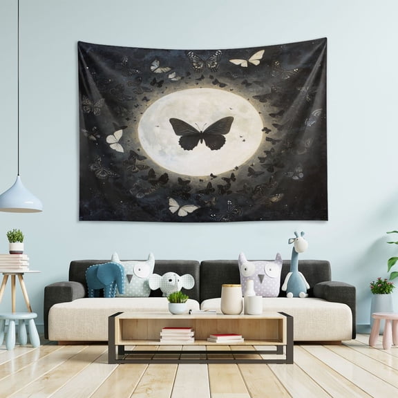 Wobogo Moonlight Butterfly Tapestry 80x60in Home Living Room Bedroom Wall Hanging Ornaments