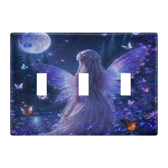 Wobogo Moonlight Fairy Switch Plates PC Flame Retardant Plastic Material Glossy Finish Smooth Touch 6.37x4.48x0.27in