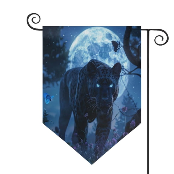 Wobogo Moonlit Black Panther Triangle Garden Flag 12x18.5 in Large Yard Flag Durable Fade Resistant Outdoor Decor