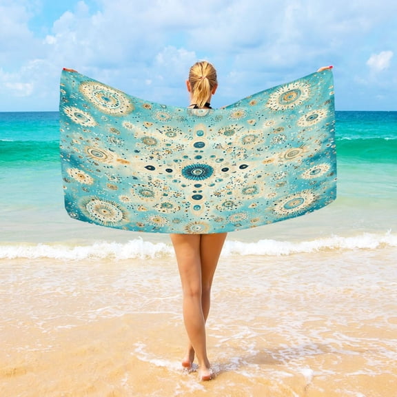Wobogo Moroccan Style Pattern Beach Towel Sand Free Quick Dry Absorbent Thin Compact Towels for Vacation Trips to Swimming Pool Camping Beaches