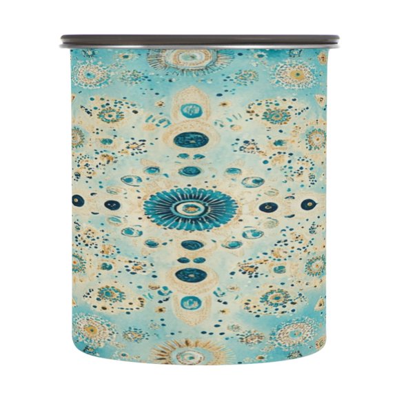Wobogo Moroccan Style Pattern Food Storage Jars 304 Food Grade Stainless Steel Canisters With Vacuum Airtight Lids for Coffee Snacks Nuts Cereal 900ML