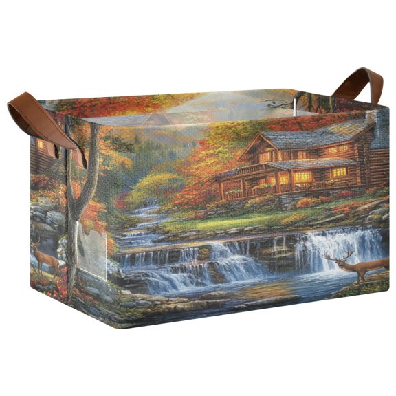 Wobogo Mountain Hut Storage Basket 16.9×11.4×10in Collapsible Oversized with Metal Iron Frame