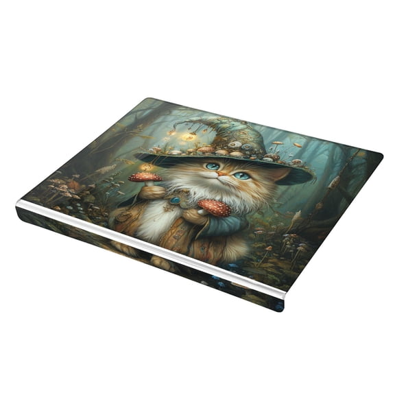 Wobogo Mushroom Hat Kitten Acrylic Cutting Board with Counter Lip 16.5"x13.4 Perfect for Bread Meat Veggies & More Great Kitchen Essential Gadgets & Decor