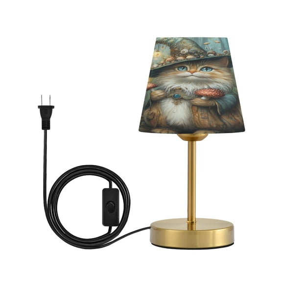 Wobogo Mushroom Hat Kitten Table Lamps Three-channel Adjustable Lighted Antique Brass Metal Base Simple Modern Style for Bedroom Nightstands Living Room and Office