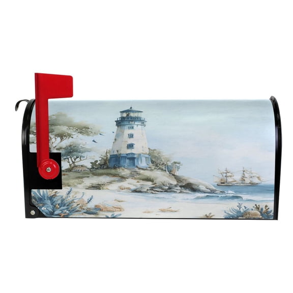 Wobogo Nautical Beach Mailbox Cover Magnetic for Garden Yard Home Decor Standard Size 25.4×20.78in