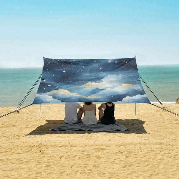 Wobogo Nice Starry Sky Beach Tent Camping Sun Shelter 110 x 125in UPF50+ Outdoor Shade for Trips Fishing Picnics
