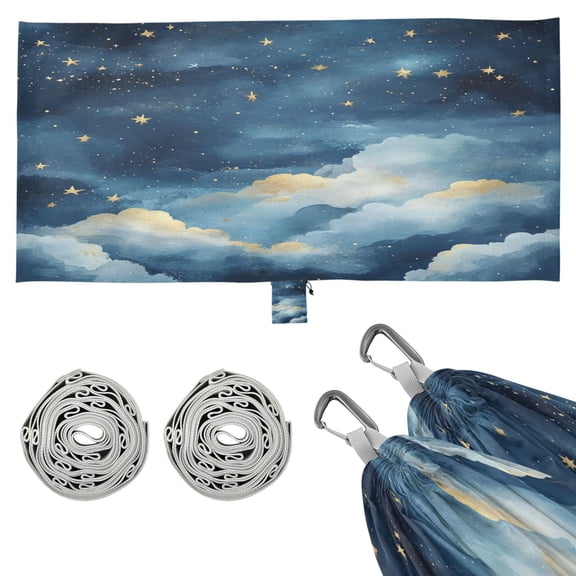 Wobogo Nice Starry Sky Camping Hammocks 330 lb Capacity with Tree Straps and Hanging Pockets for Outside Hiking Beach Backpack Travel