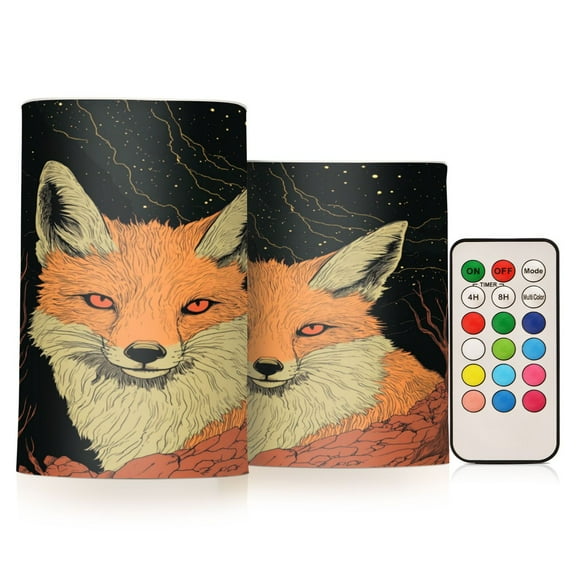 Wobogo Night Orange Fox Combo Flameless Flickering Candle Light with Remote Control and Timer for Romantic Atmosphere