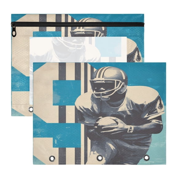 Wobogo No. 9 Football Player Zipper Document Bag Set 2 Pack Waterproof File Folder Pouch for School & Office, 12.29.45in